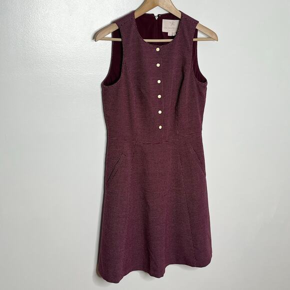 Gal Meets Glam Collection Womens Fit And Flare Dress Wine Red 6 Pockets Preppy - Picture 3 of 10